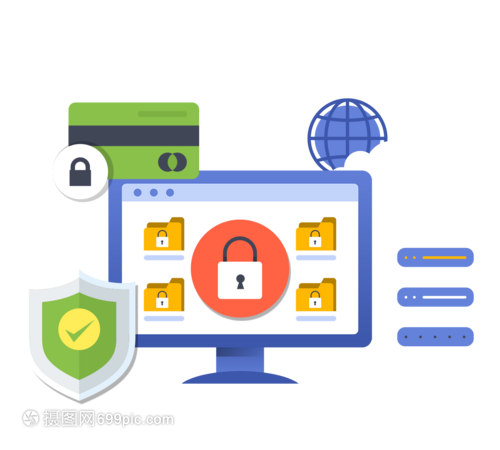 手绘卡通网络安全信息图